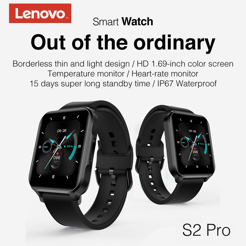 Original Lenovo S2 Pro Smart Watch 1.69 Inch HD Screen Waterproof Temperature Fitness Heart Rate Monitor Sleep Monitoring Global Version for Men Women Smart Watch Original Lenovo S2 Pro Smart Watch 1.69 Inch HD Screen Waterproof Temperature Fitness Heart Rate Monitor Sleep Monitoring Global Version for Men Women Smart Watch