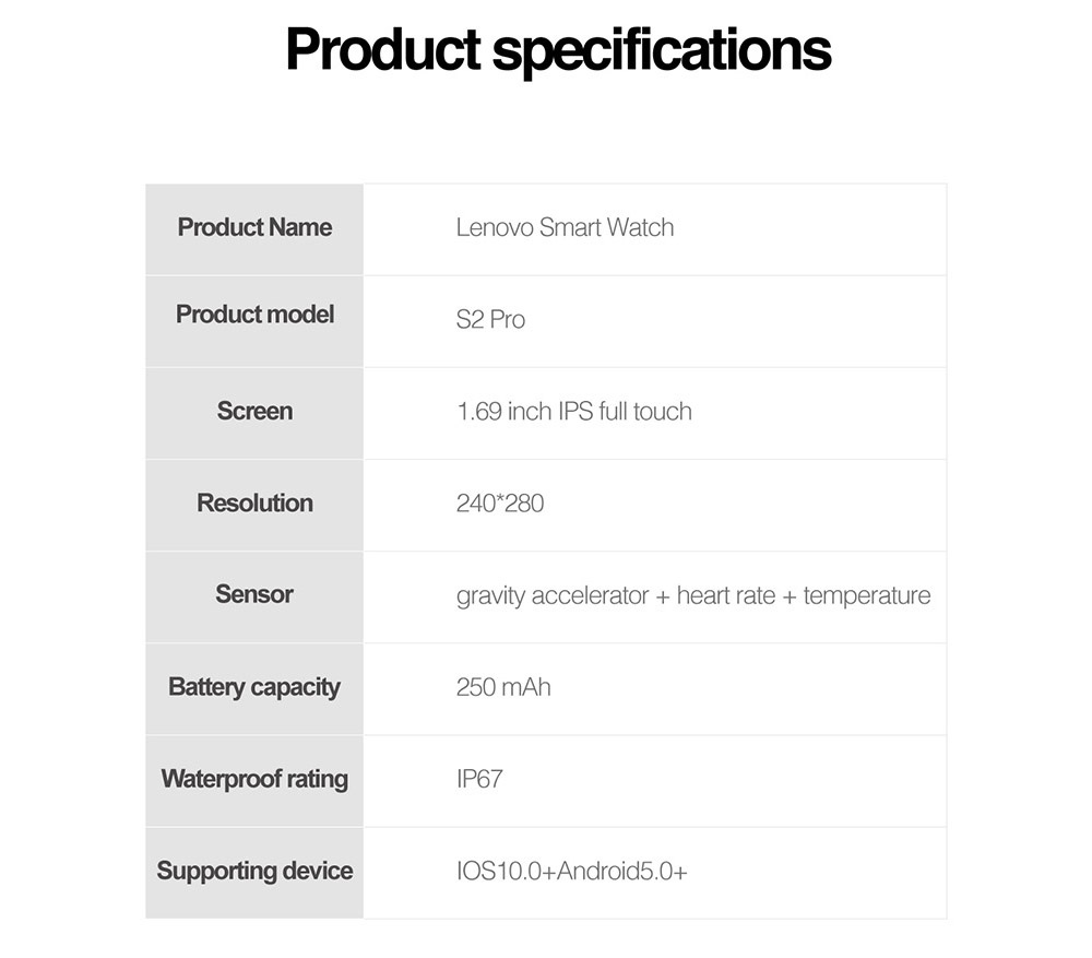 Original Lenovo S2 Pro Smart Watch 1.69 Inch HD Screen Waterproof Temperature Fitness Heart Rate Monitor Sleep Monitoring Global Version for Men Women Smart Watch Original Lenovo S2 Pro Smart Watch 1.69 Inch HD Screen Waterproof Temperature Fitness Heart Rate Monitor Sleep Monitoring Global Version for Men Women Smart Watch