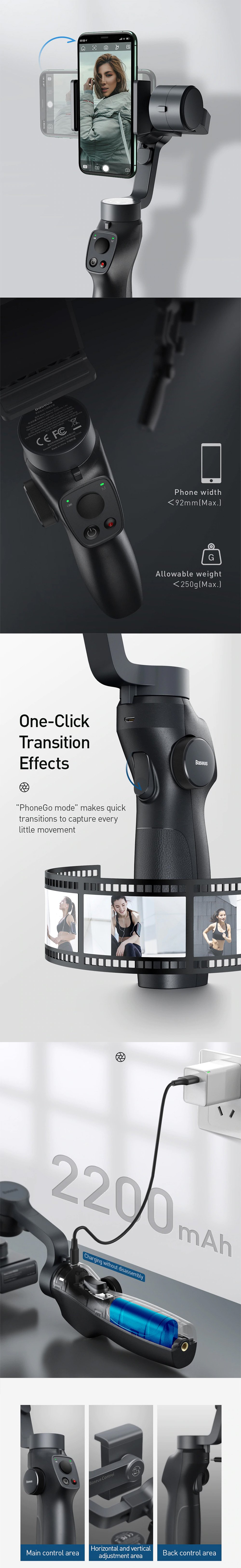 Original BASEUS Gimble for Smartphone Electronic 3-Axis Gyro Handheld Gimbal Stabilizer Original BASEUS Gimble for Smartphone Electronic 3-Axis Gyro Handheld Gimbal Stabilizer