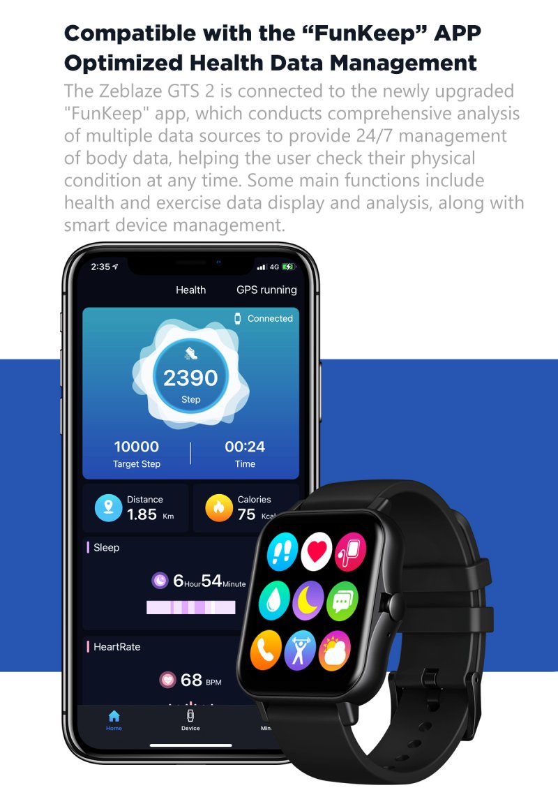 Original Zeblaze GTS 2 Smartwatch Music Player Receive/Make Call Heart Rate Long Life Smartwatch For Android IOS Phone - golden Original Zeblaze GTS 2 Smartwatch Music Player Receive/Make Call Heart Rate Long Life Smartwatch For Android IOS Phone - golden