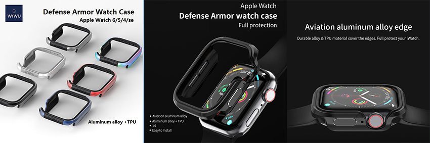 Original WiWU Defense armor Apple Watch 44mm case Military level shockproof metal aluminium-Black Original WiWU Defense armor Apple Watch 44mm case Military level shockproof metal aluminium-Black
