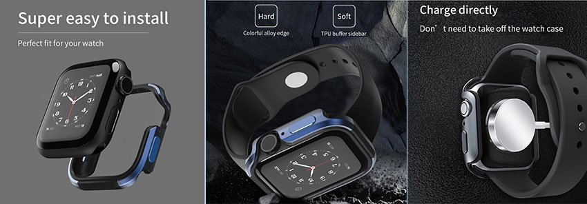 Original WiWU Defense armor Apple Watch 44mm case Military level shockproof metal aluminium-Black Original WiWU Defense armor Apple Watch 44mm case Military level shockproof metal aluminium-Black