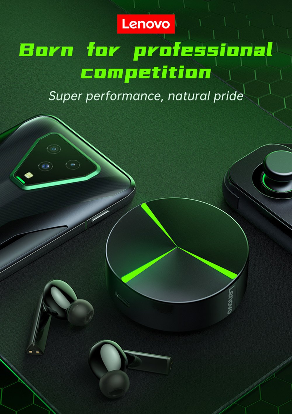 Lenovo GM1 Wireless Bluetooth Headphone - Black