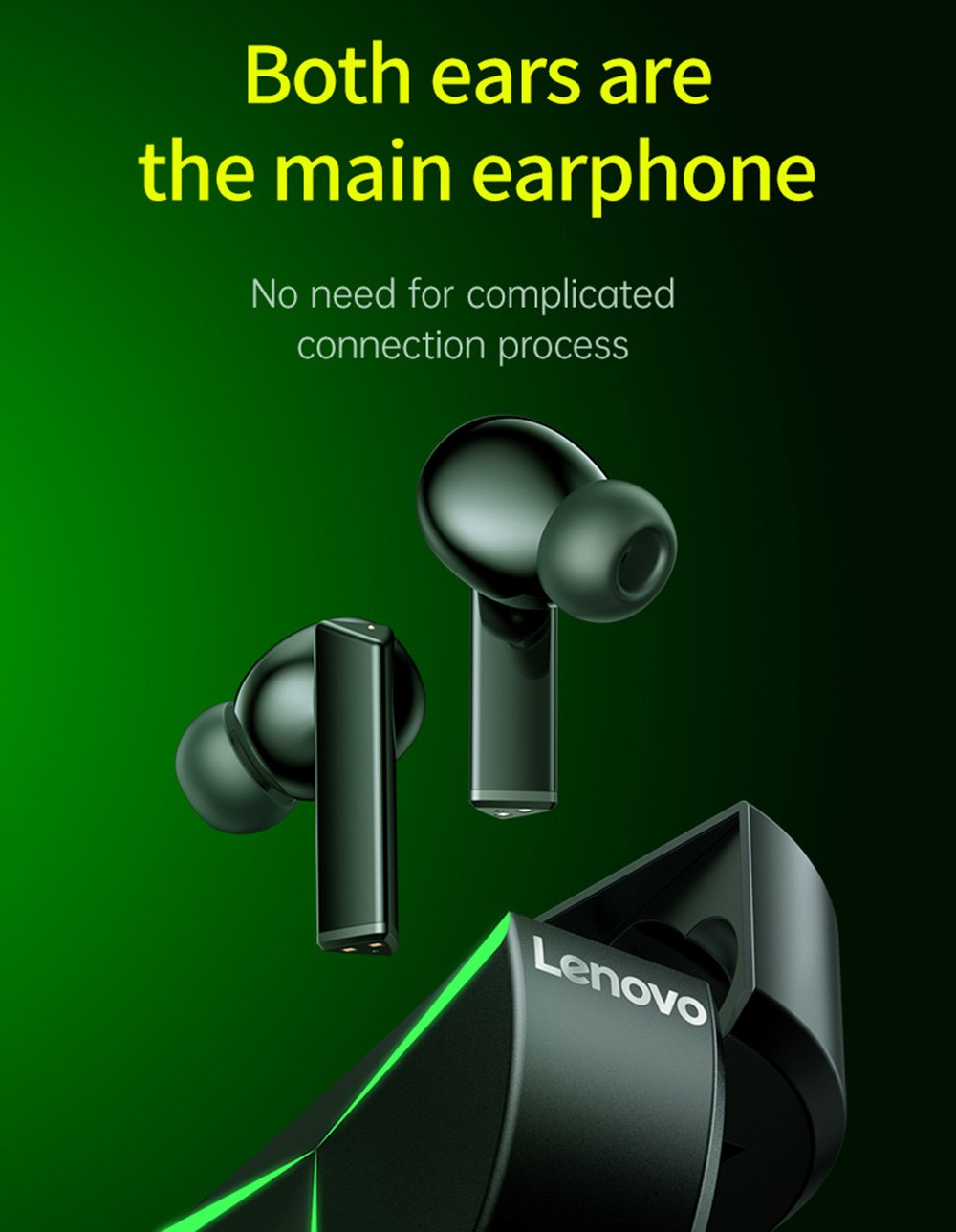 Lenovo GM1 Wireless Bluetooth Headphone - Black