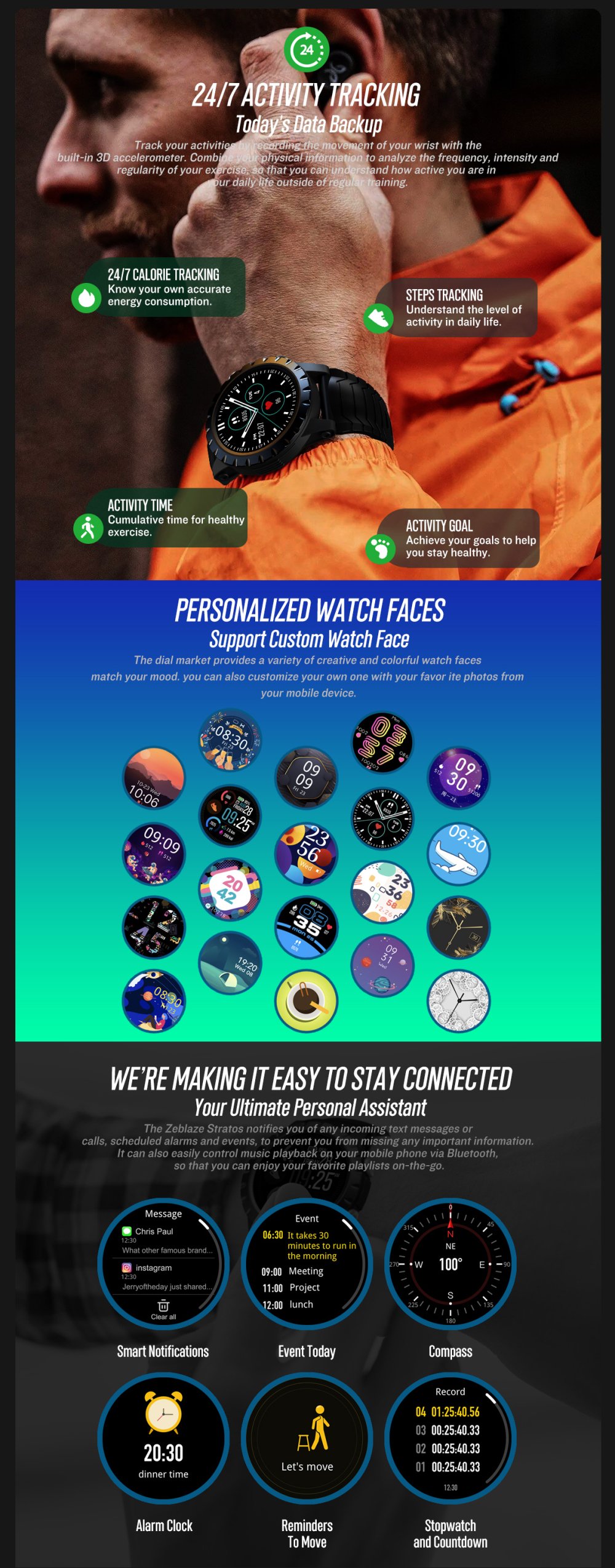 Original Zeblaze Stratos Multifunctional Sport Smart Watch Sports Tracking Smart Watch Original Zeblaze Stratos Multifunctional Sport Smart Watch Sports Tracking Smart Watch