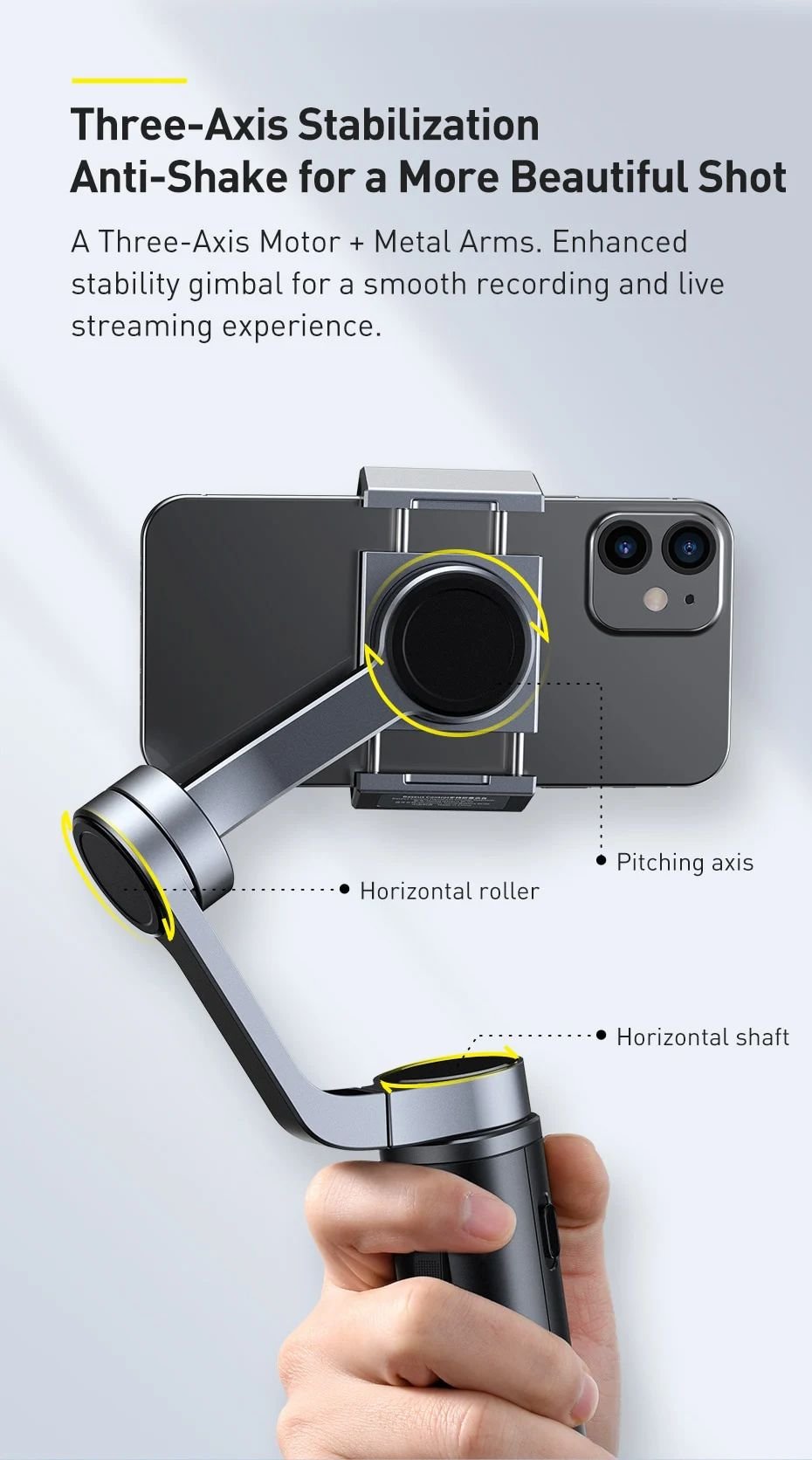Baseus Control Smartphone Handheld Folding Gimbal Stabilizer (5)