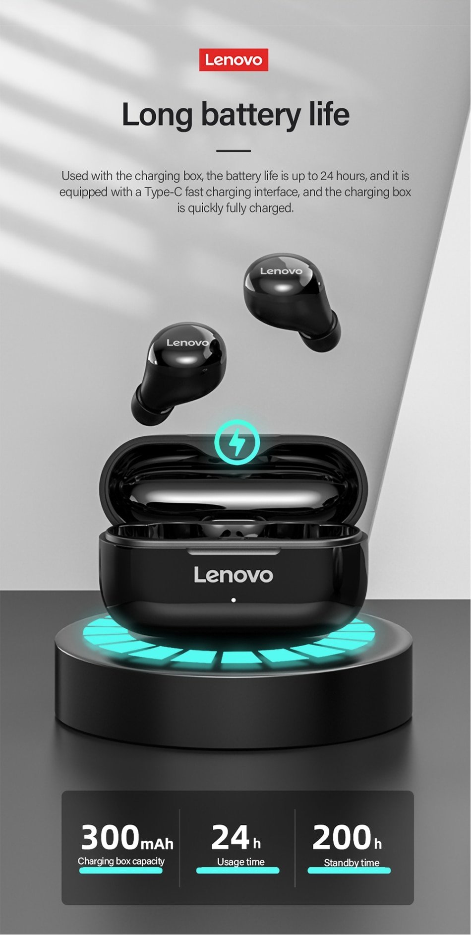 Original Lenovo LP11 True Wireless Stereo (TWS) Waterproof Bluetooth 5.0 Earbud with Charging Case