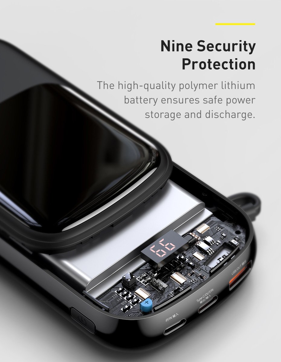 Original Baseus Qpow Digital Display quick charging power bank 20000mAh 22.5W With Type-C Cable Black PPQD-I01 101720225A-8