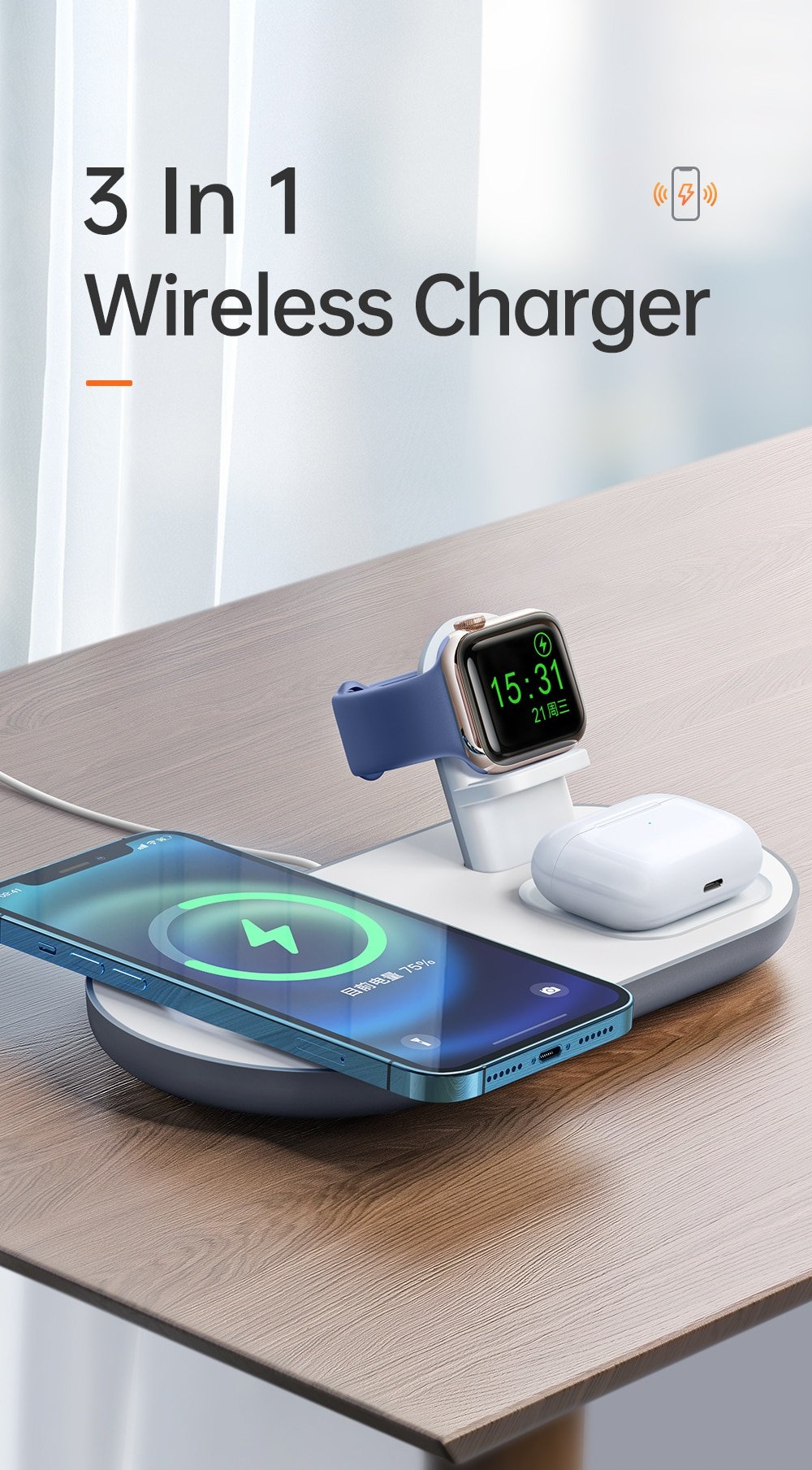 Original MCDODO Magnetic-3-in-1 Wireless Charger Charging Station Dock Original MCDODO Magnetic-3-in-1 Wireless Charger Charging Station Dock