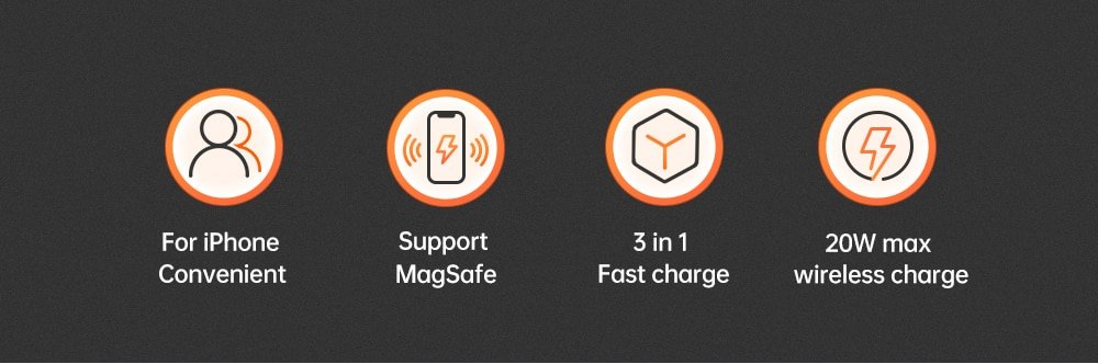 Original MCDODO Magnetic-3-in-1 Wireless Charger Charging Station Dock Original MCDODO Magnetic-3-in-1 Wireless Charger Charging Station Dock