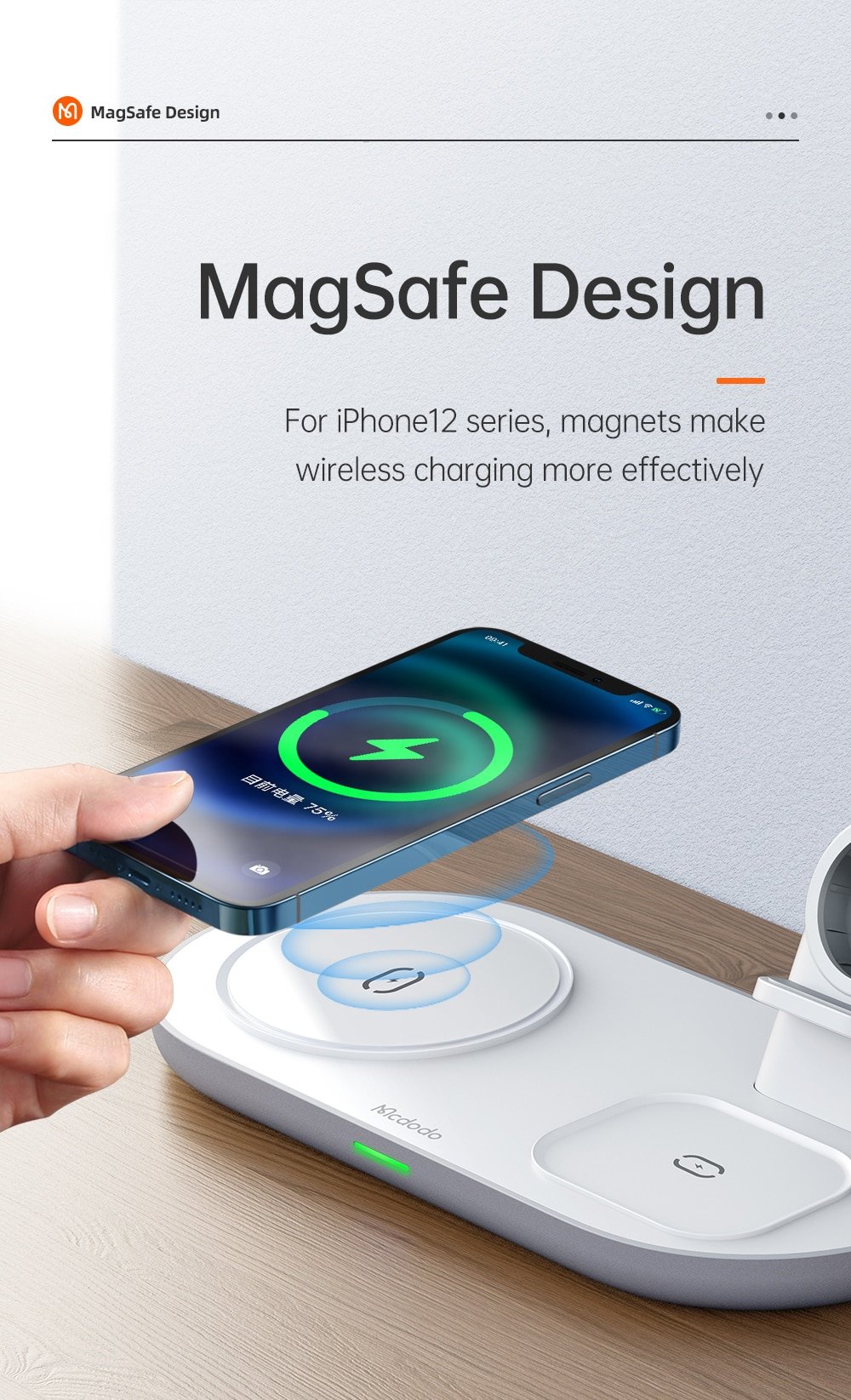 Original MCDODO Magnetic-3-in-1 Wireless Charger Charging Station Dock Original MCDODO Magnetic-3-in-1 Wireless Charger Charging Station Dock