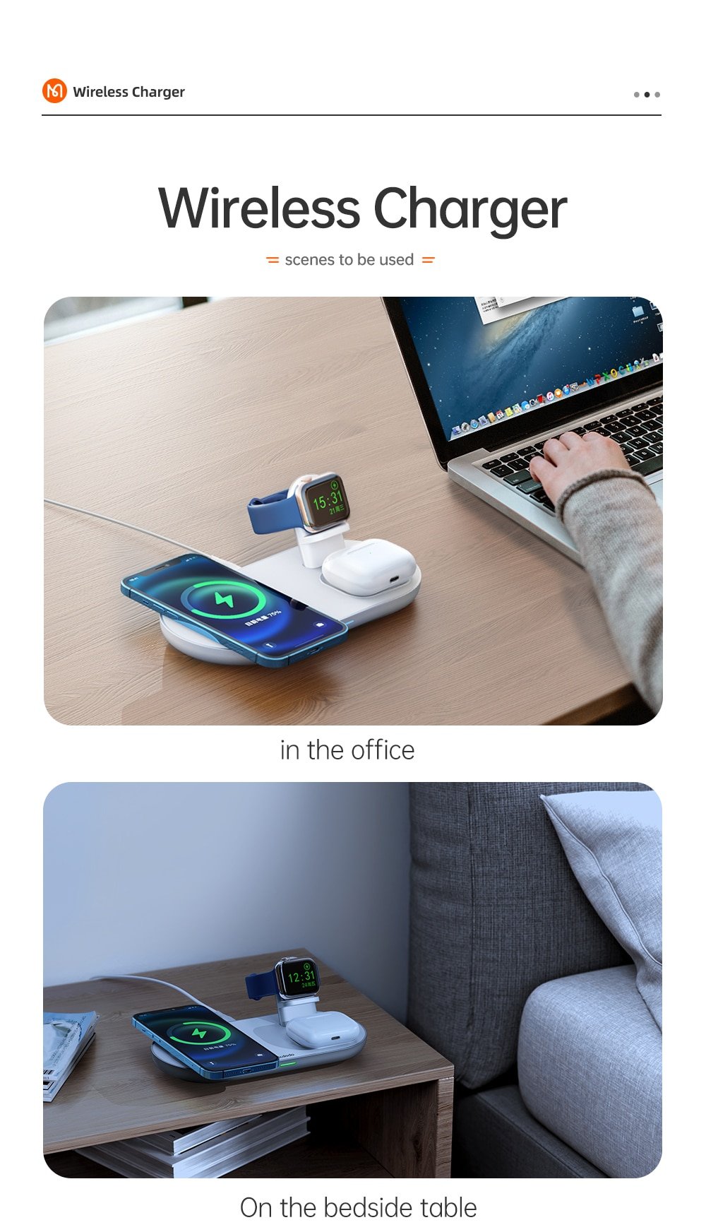 Original MCDODO Magnetic-3-in-1 Wireless Charger Charging Station Dock Original MCDODO Magnetic-3-in-1 Wireless Charger Charging Station Dock