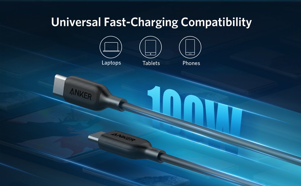 Original Anker PowerLine III USB-C to USB-C 100W Cable 6ft Anker PowerLine III USB C to USB C 100W Cable 2M 2 3