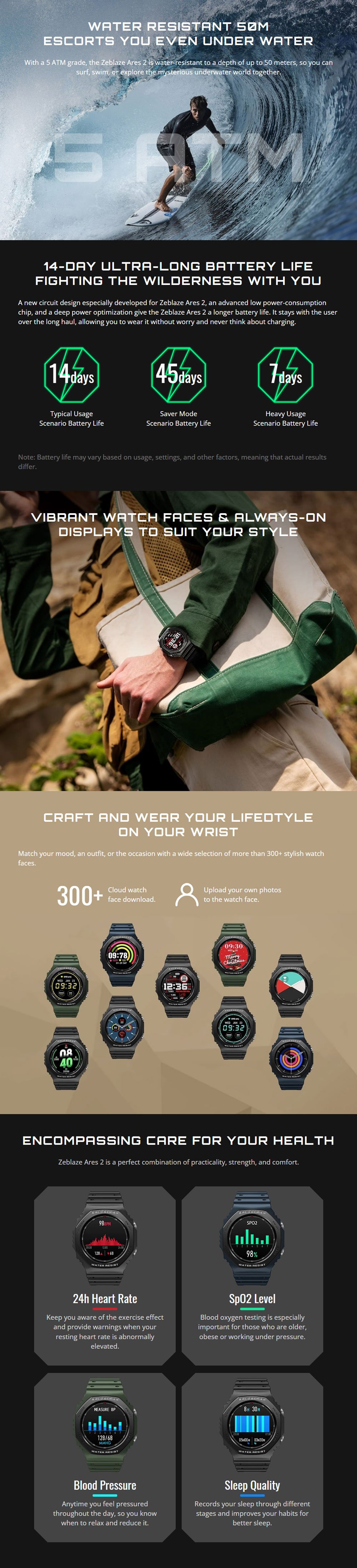 Original Zeblaze Ares 2 Rugged Smart watch Zeblaze ARES 2 Smart Watch 3