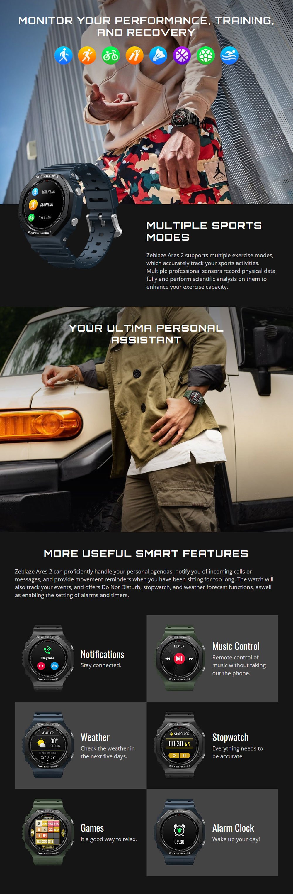 Original Zeblaze Ares 2 Rugged Smart watch Zeblaze ARES 2 Smart Watch 6