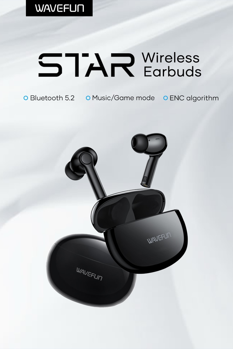 Original Wavefun Star Wireless Earbuds TWS Bluetooth 5.2 Game Mode ENC Earphone