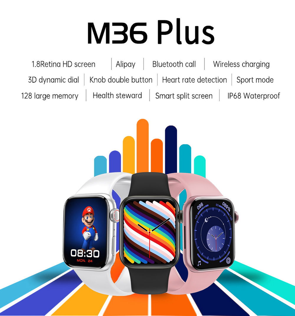 Original M36 Plus Smart Watch Wireless Charging Fitness Tracker iwo Smartwatch