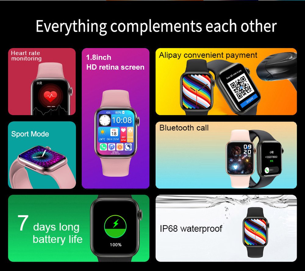 Original M36 Plus Smart Watch Wireless Charging Fitness Tracker iwo Smartwatch - black Original M36 Plus Smart Watch Wireless Charging Fitness Tracker iwo Smartwatch - black