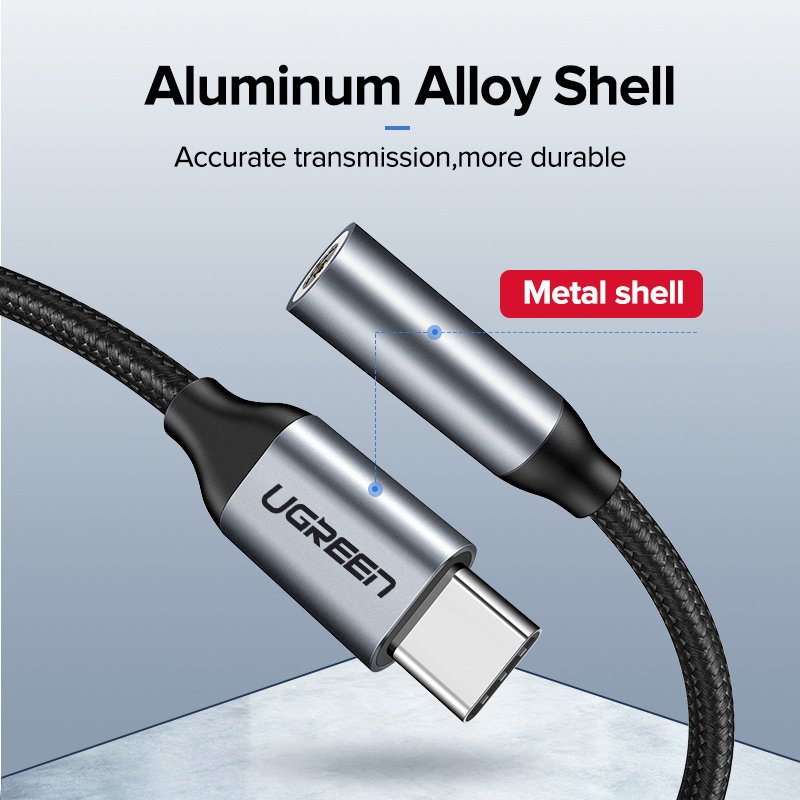 Original UGreen 30632 Type C to 3.5mm Female cable 10CM Ugreen Type C 3 5 Jack Earphone Cable USB C to 3 5mm AUX Headphones Adapter