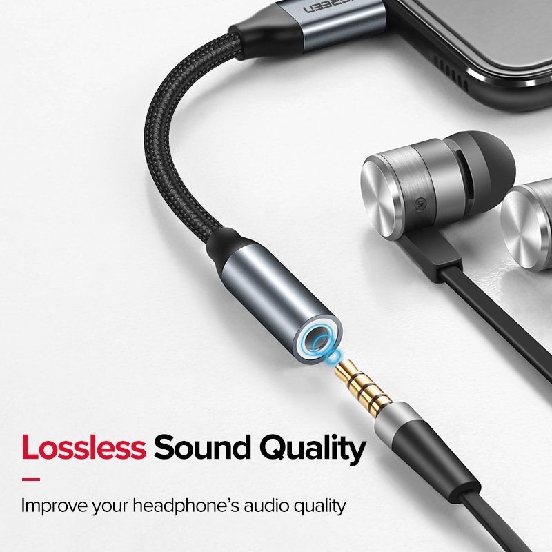 Original UGreen 30632 Type C to 3.5mm Female cable 10CM Ugreen Type C 3 5 Jack Earphone Cable USB C to 3 5mm AUX Headphones Adapter 3