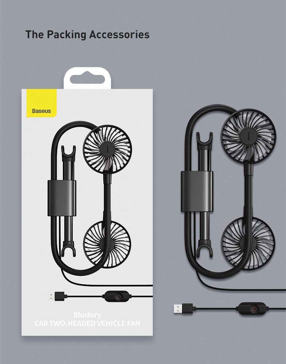 Original Baseus Blustery Car Two-headed Vehicle Fan Two Wind Speeds for Front and Back Seats for Car Baseus Blustery Car Two-headed Vehicle Two Wind Speed Car Fan 10
