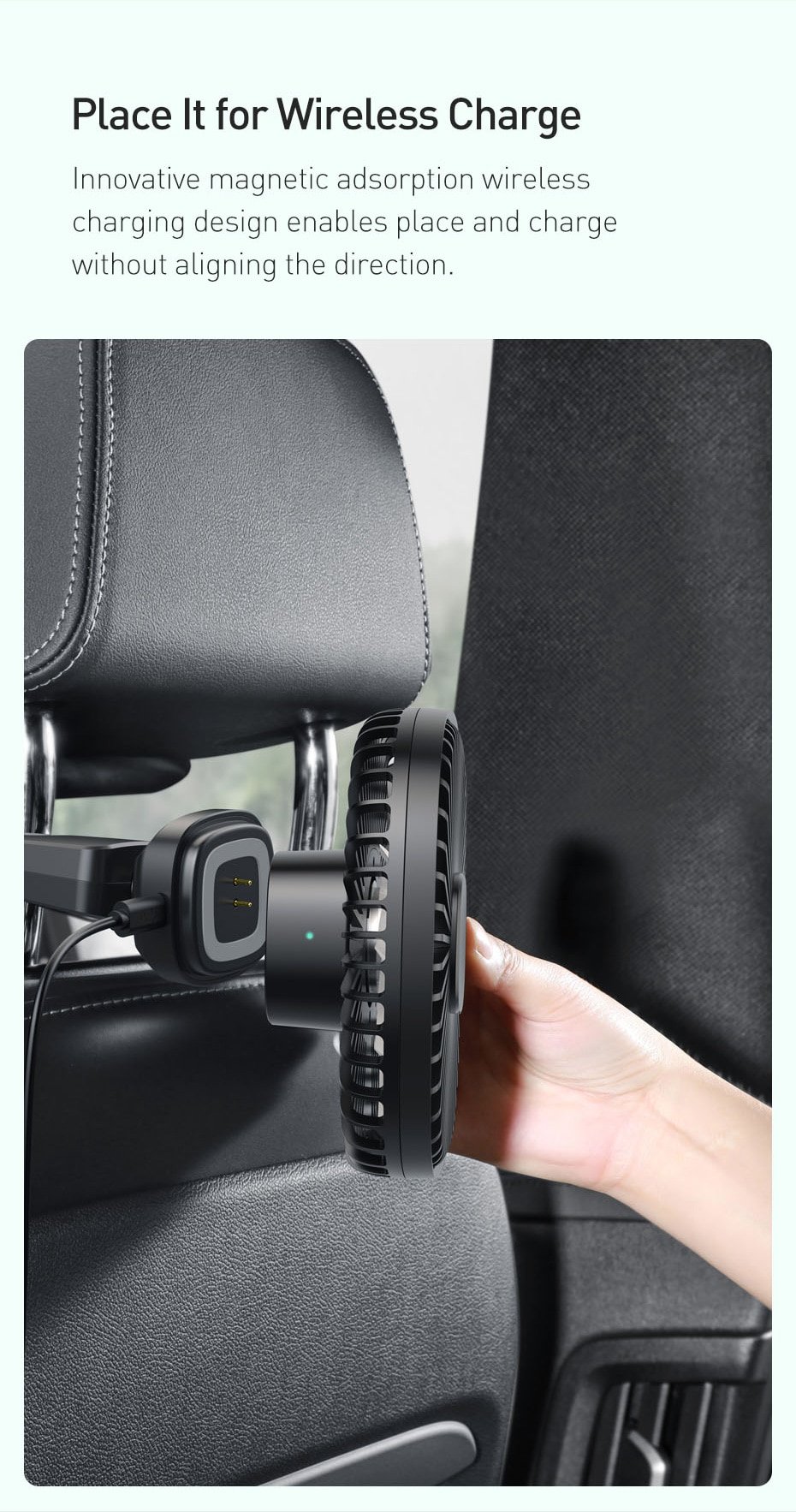 Baseus Natural Wind Magnetic Rear Seat Fan Rechargeable Fan 8