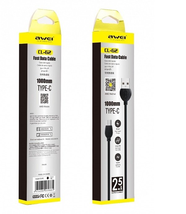 Original AWEI CL-62 USB Charging Cable Type-C Original AWEI CL-62 USB Charging Cable Type-C