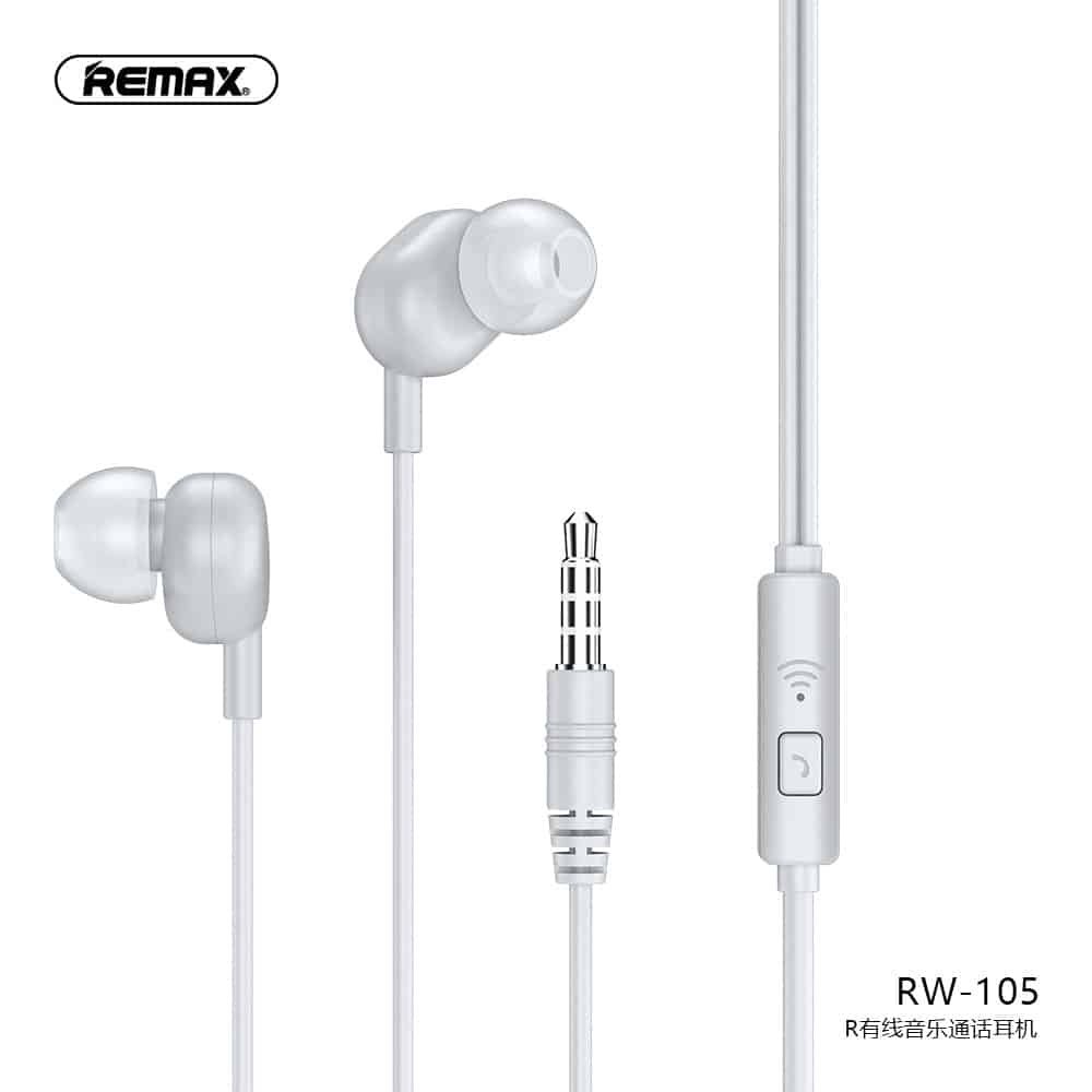Original Remax RW 105 New Music Earphone With HD Mic In Ear 3.5mm Jack