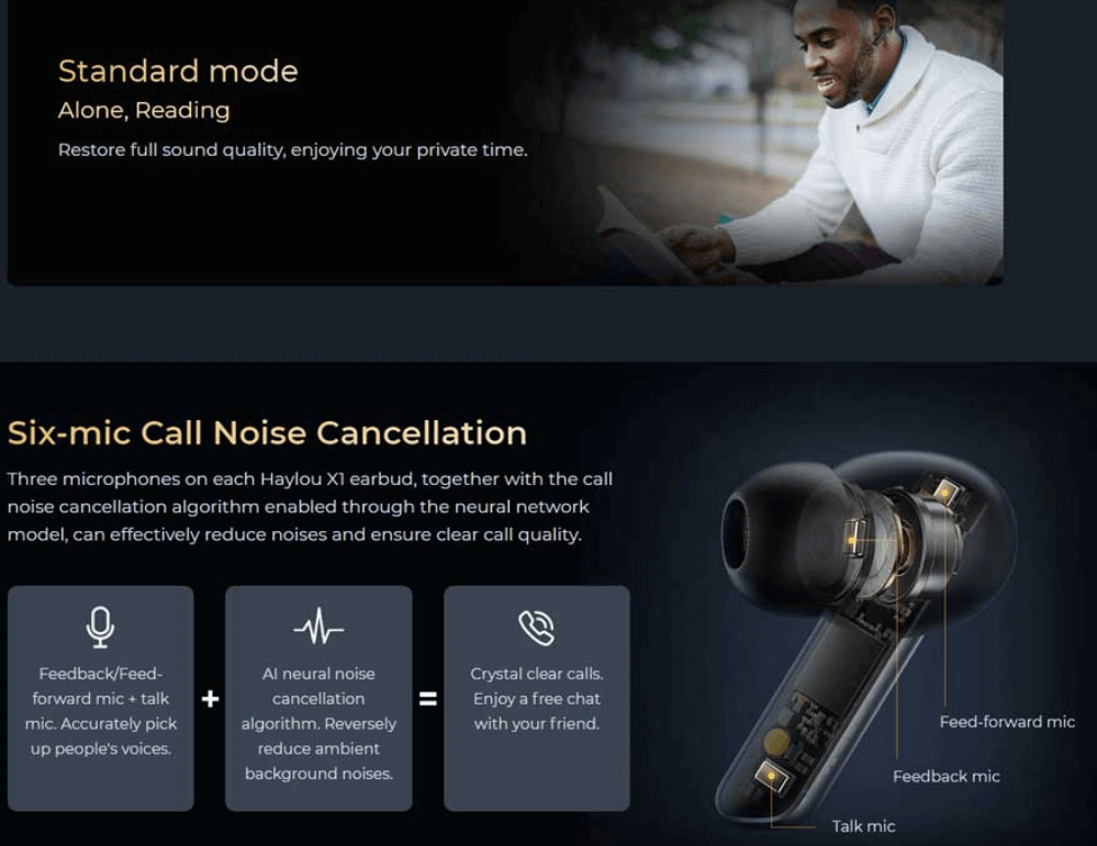 Original Haylou X1 Multi-Mode Noise Cancellation Earphone - Black Original Haylou X1 Multi-Mode Noise Cancellation Earphone - Black