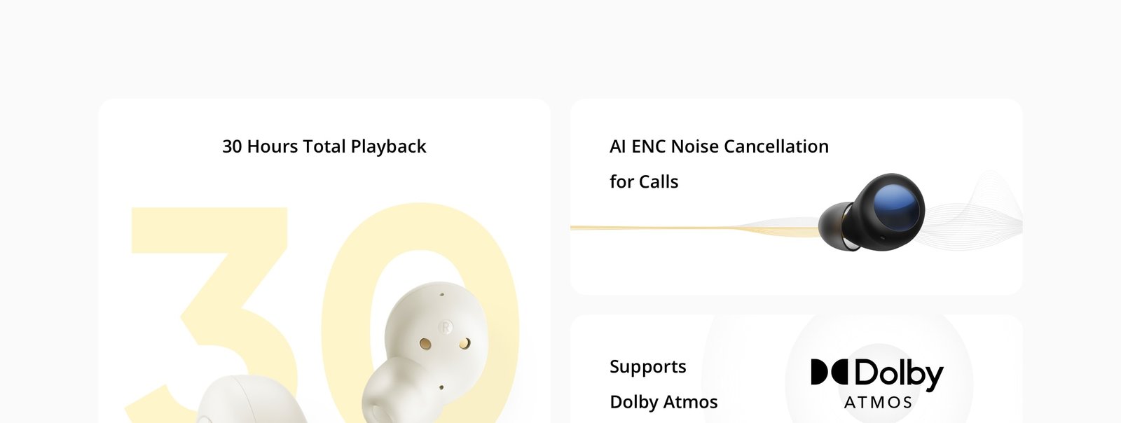 Original realme Buds Q2S with Dolby Atmos 30-hour battery life