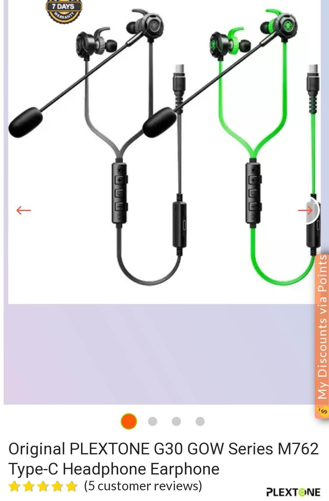 Original Plextone G50 Earphones black Original Plextone G50 Earphones black