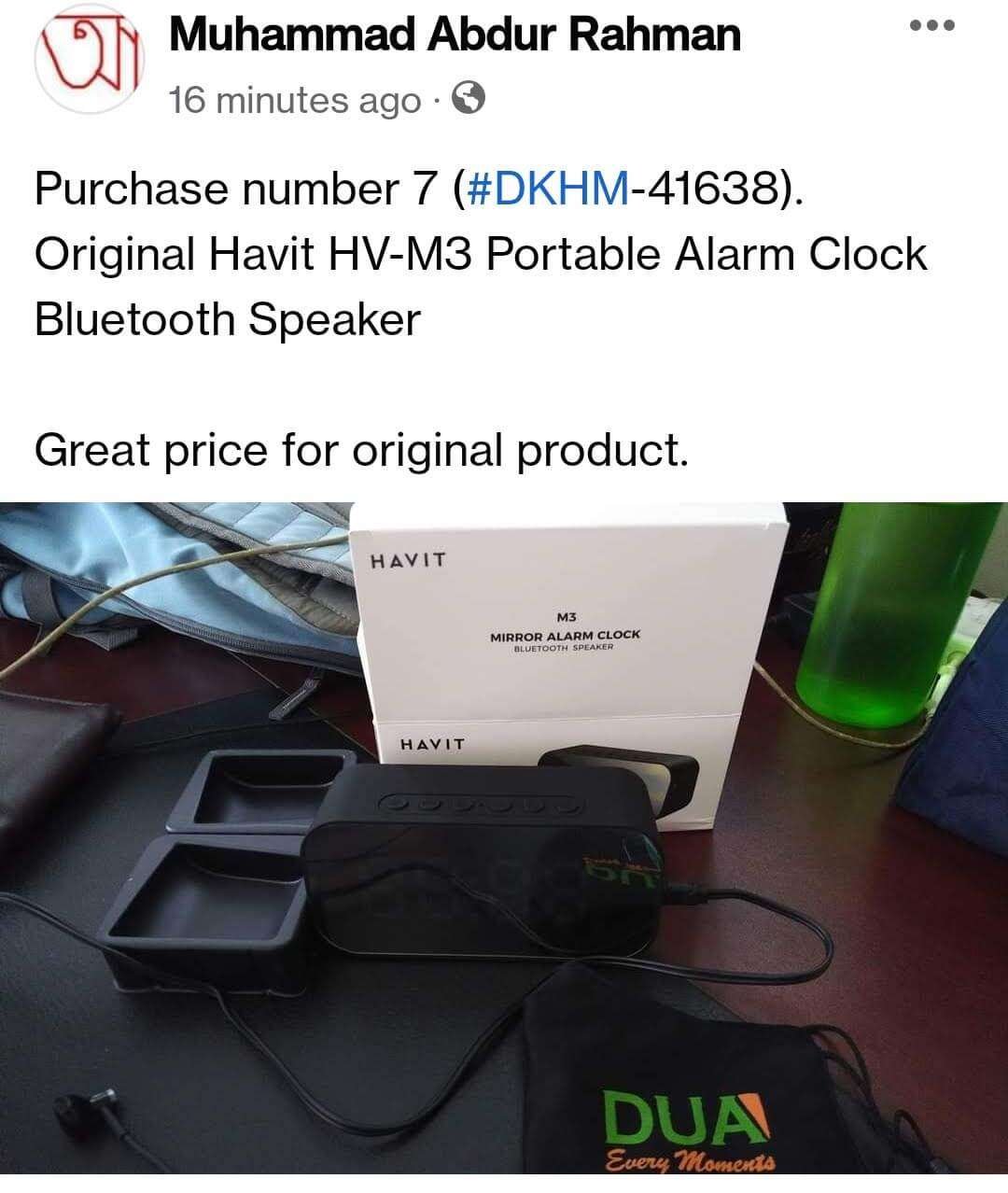 Original Havit HV-M3 Portable Alarm Clock Bluetooth Speaker