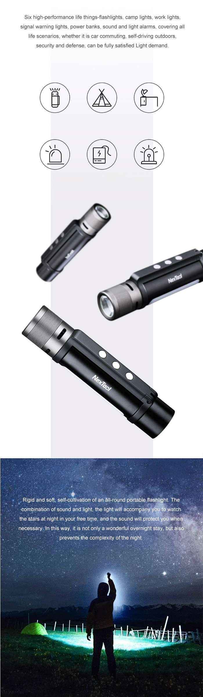 Original Xiaomi Nextool Outdoor 6-in-1 Thunder Flashlight Original Xiaomi Nextool Outdoor 6-in-1 Thunder Flashlight