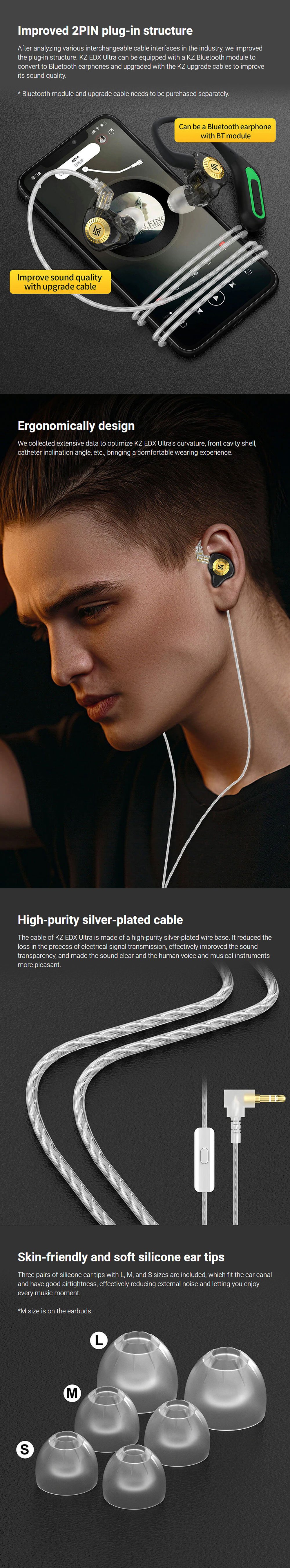 Original KZ EDX Ultra Professional Hi-Fi Dynamic Earphone KZ EDX Ultra Hi Fi 10mm Dual Magnetic Dynamic Earphone 5