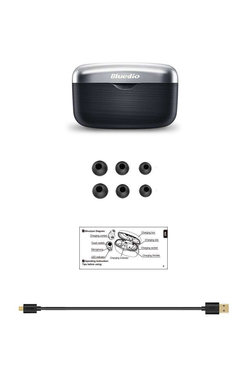 Original Bluedio Faith F1 Binaural Wireless Bluetooth Earbuds In the box