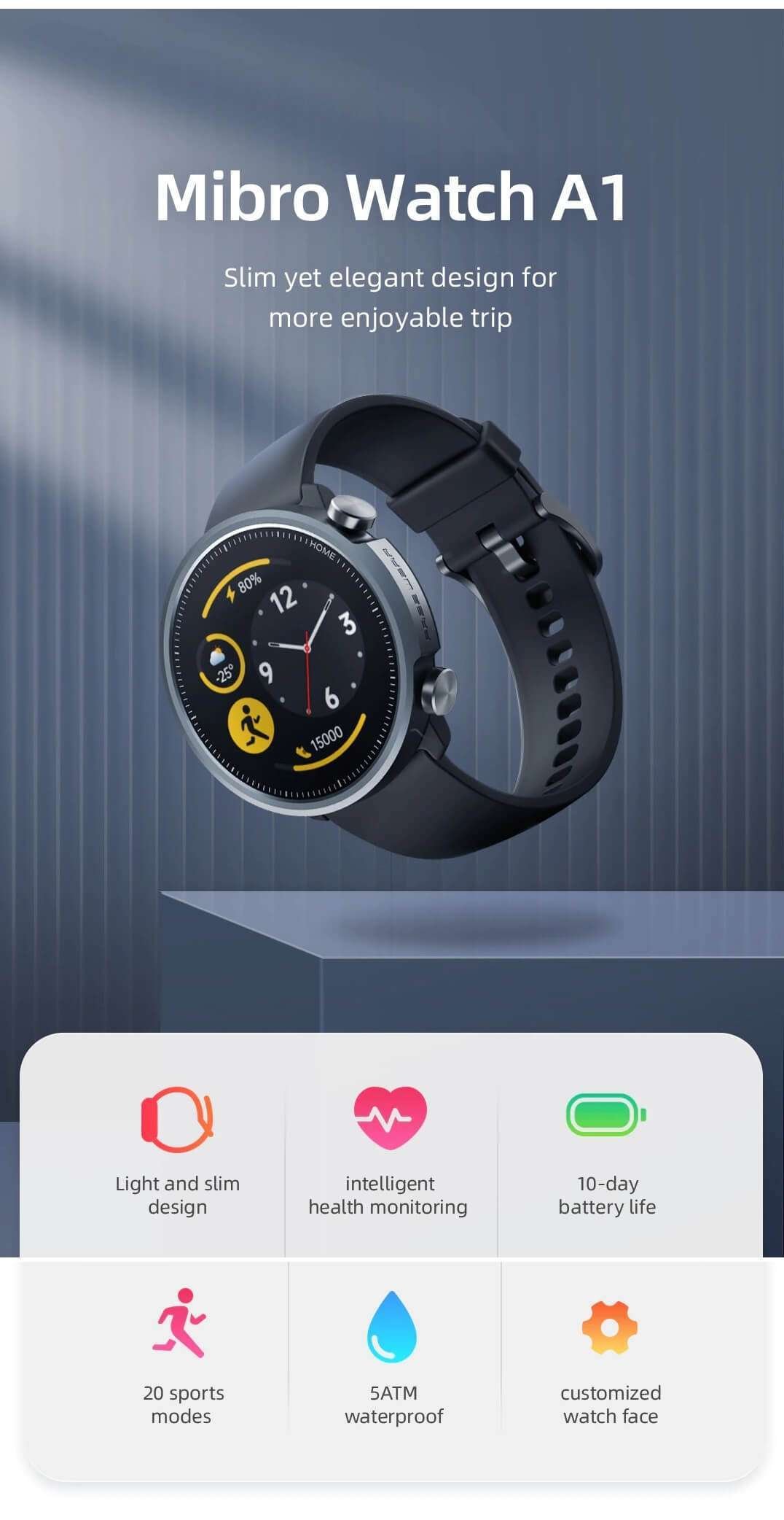 Original Mibro Watch A1 Black With Black Strap Original Mibro Watch A1 Black With Black Strap