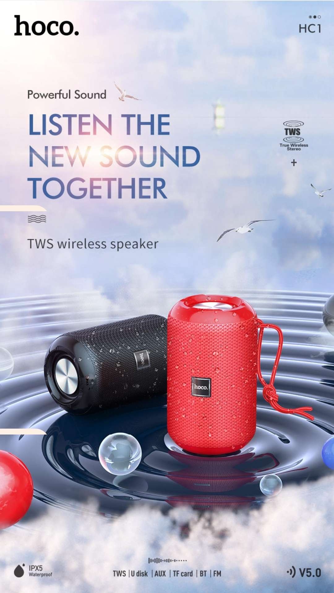 Original Hoco HC1 True Wireless Waterproof Bluetooth Speaker Original Hoco HC1 True Wireless Waterproof Bluetooth Speaker