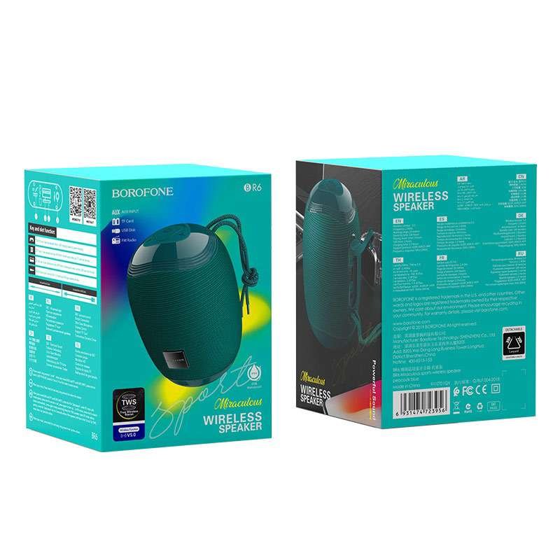 borofone br6 miraculous sports wireless speaker package peacock blue borofone br6 miraculous sports wireless speaker package peacock blue