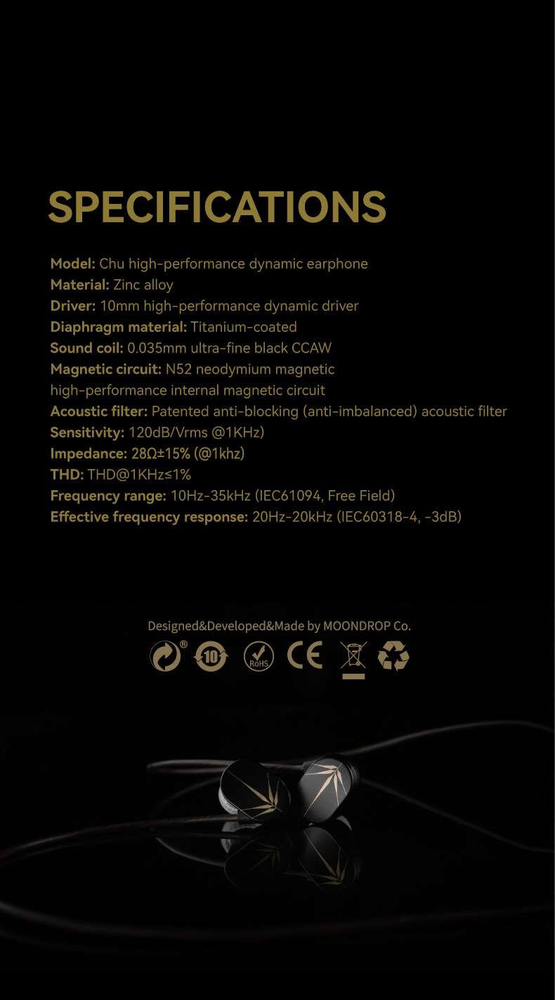 Original Moondrop CHU Entry Level Wired Dynamic IEM with Mic Original Moondrop CHU Entry Level Wired Dynamic IEM with Mic