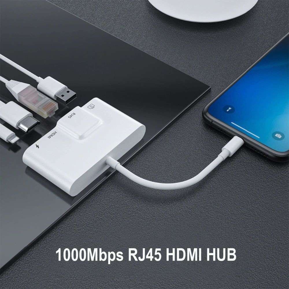 Original COTEetCI Lightning to 4in1 Lan RJ45 Network HDMI USB OTG Camera Charging Adapter Original COTEetCI Lightning to 4in1 Lan RJ45 Network HDMI USB OTG Camera Charging Adapter