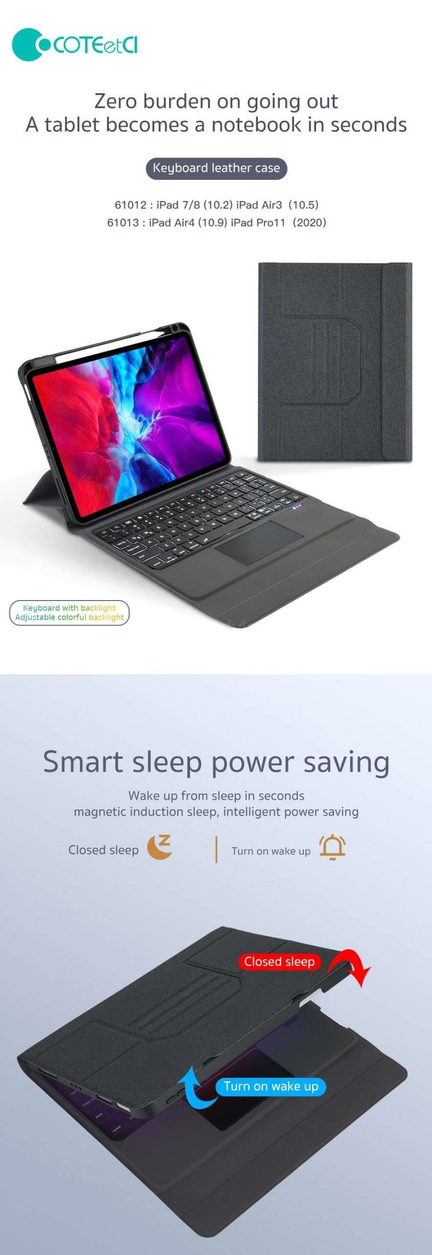 Coteetci Magnetic Bluetooth Touchpad Keyboard Case For Ipad (2)