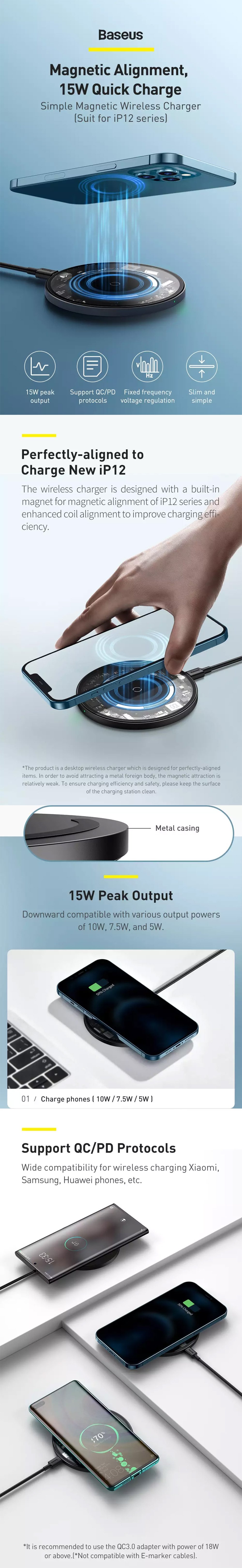 Original Baseus Simple Magnetic 15W Wireless Charger for iPhone 12 Series – Transparent Original Baseus Simple Magnetic 15W Wireless Charger for iPhone 12 Series – Transparent