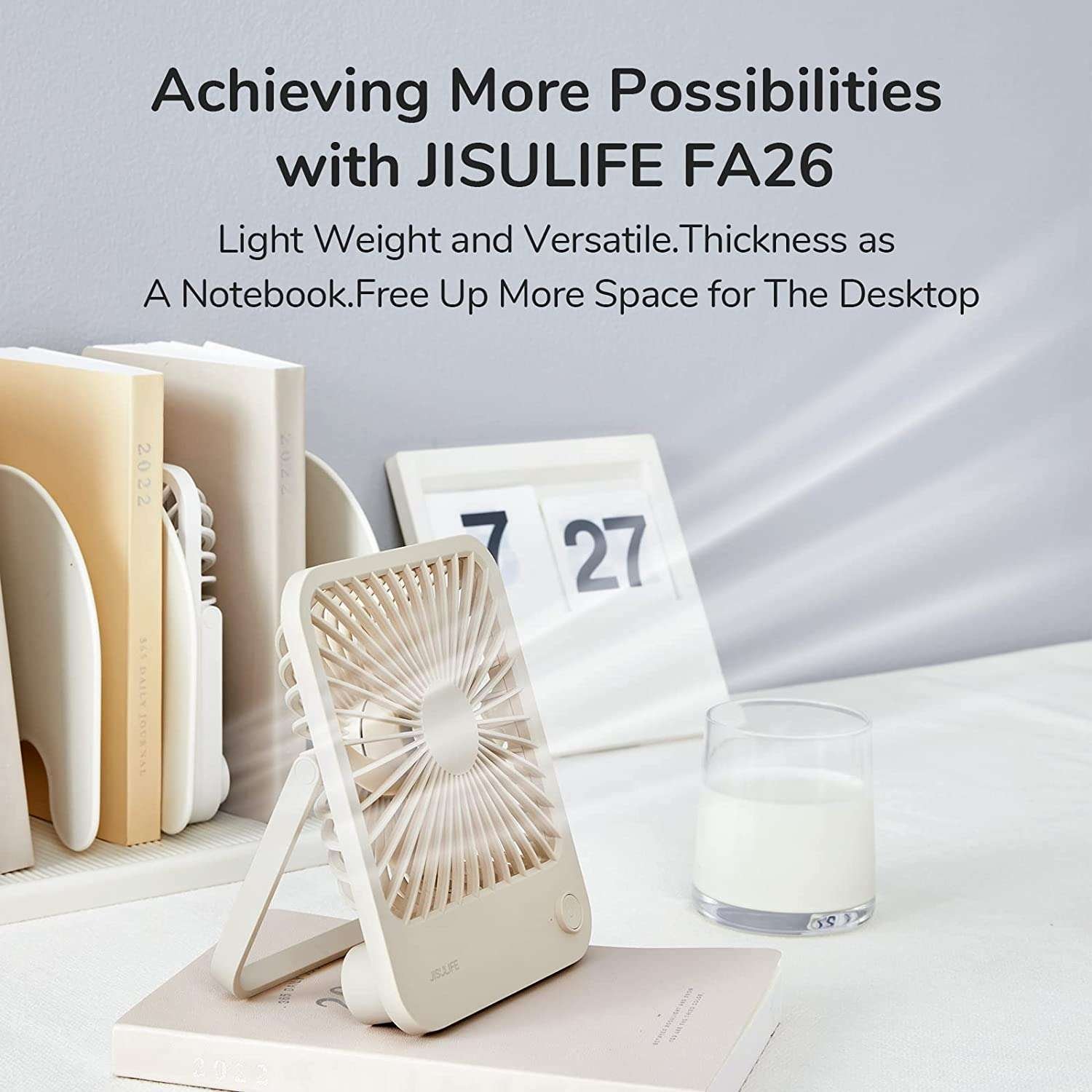 Original JISULIFE Ultra-Slim 180° Foldable Portable Table Fan (FA26A)