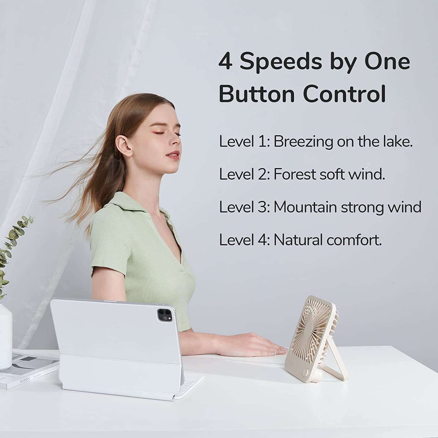 Original JISULIFE Ultra-Slim 180° Foldable Portable Table Fan (FA26A)