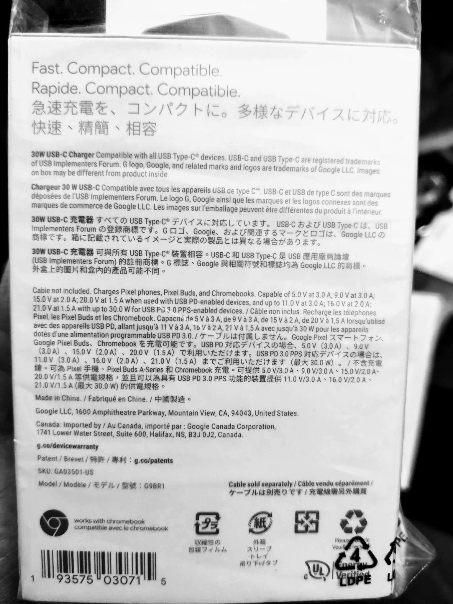 Original Google 30W USB-C Charger Adapter Original Google 30W USB-C Charger Adapter