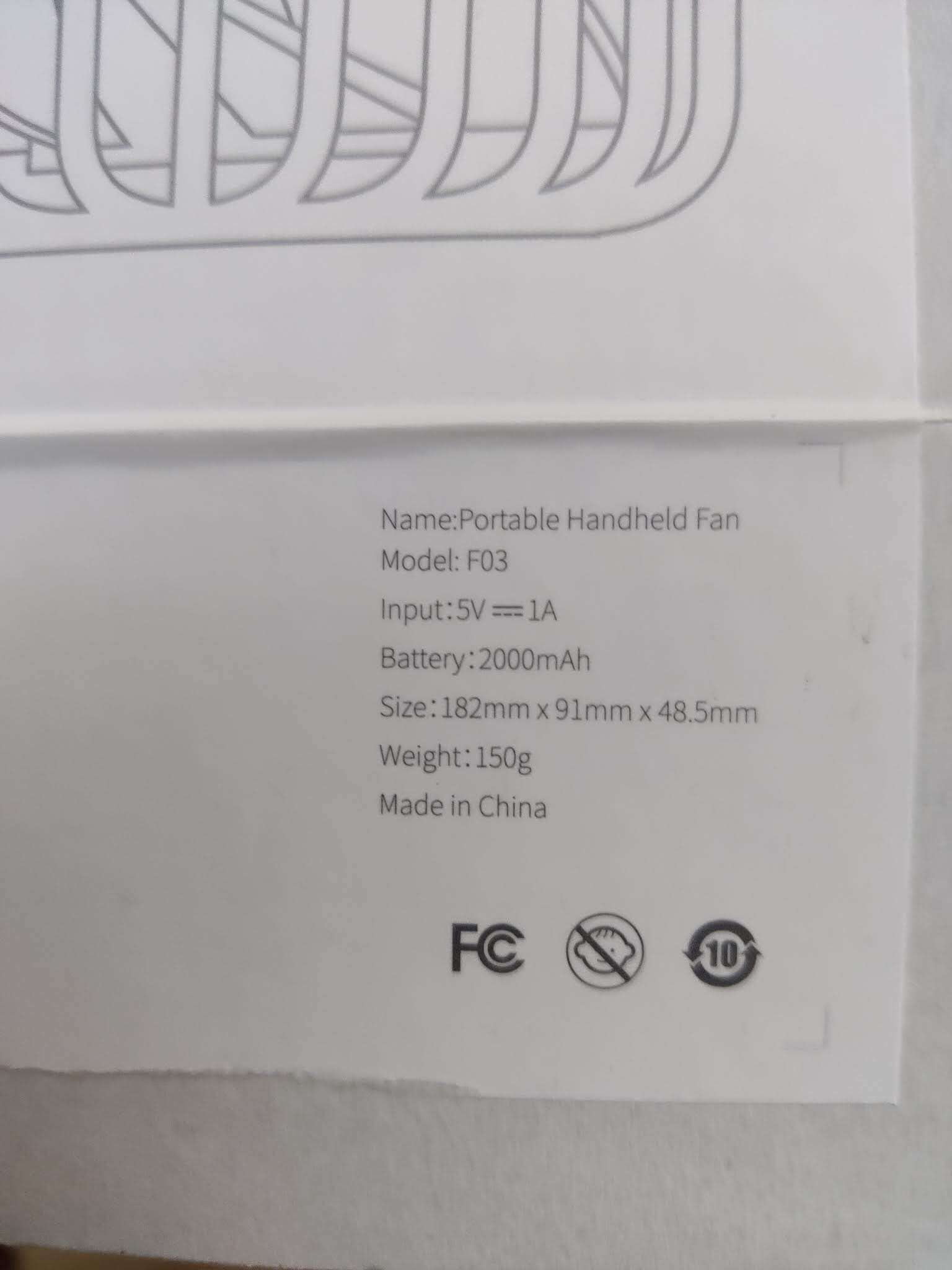 Original Xiaomi VH F03 Desk Stand Portable Handheld Rechargeable Fan - grey