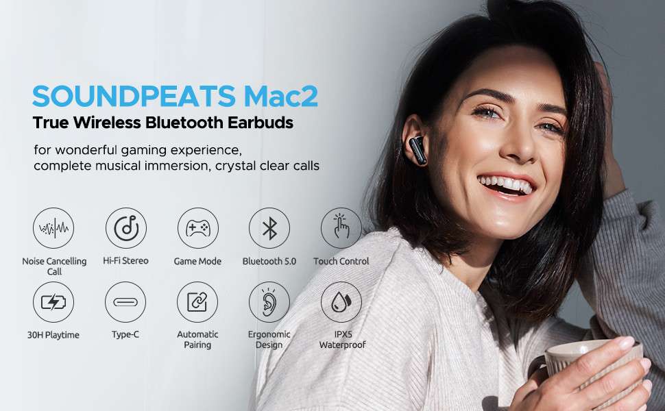 Original SoundPEATS Mac 2 True Wireless Earbuds