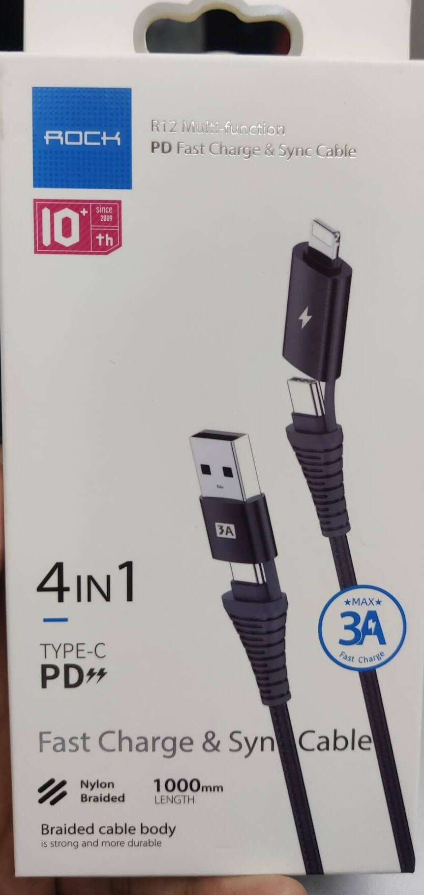 Original Rock R12 Multi-Function 4 IN 1 PD Fast Charge & Sync Cable
