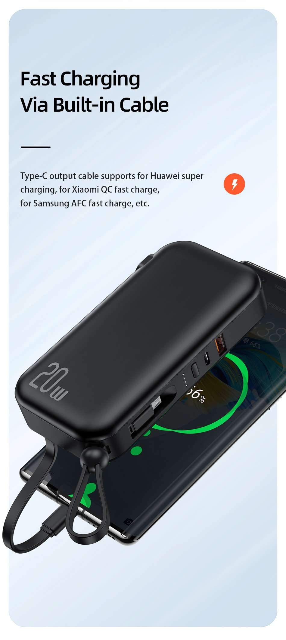 Original USAMS US-CD172 PB63 3IN1 Quick Charge Wall Charger Power Bank With Cables (US+EU Plug) 10000mAh Original USAMS US-CD172 PB63 3IN1 Quick Charge Wall Charger Power Bank With Cables (US+EU Plug) 10000mAh