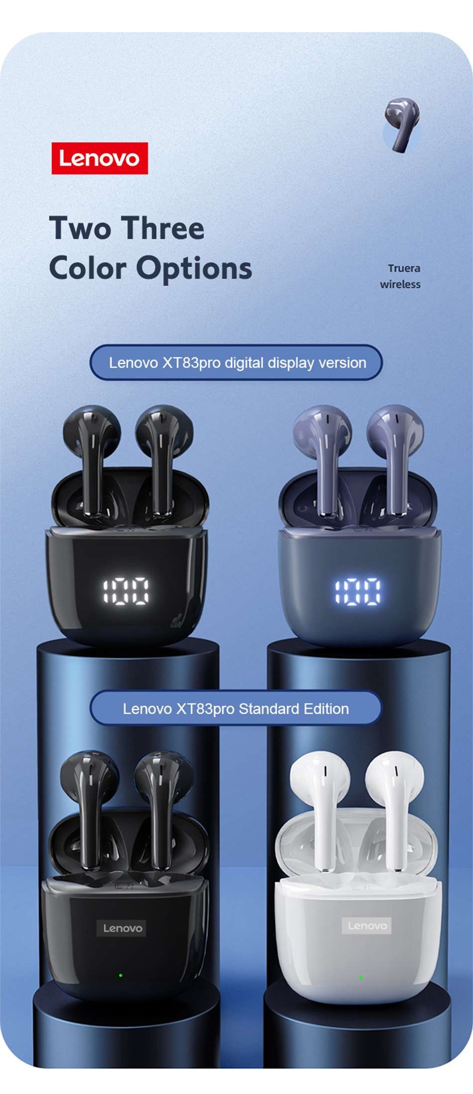 Original Lenovo XT83 Pro TWS Bluetooth Earphones Headphones black or white Original Lenovo XT83 Pro TWS Bluetooth Earphones Headphones black or white